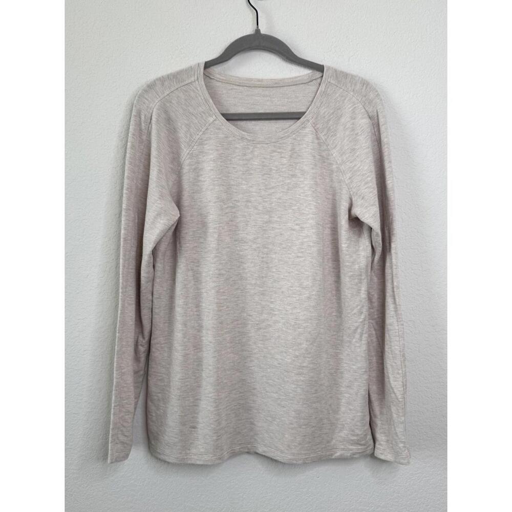 Lululemon Long Sleeve Heathered Activewear Top Oatmeal Sz M? Soft Baselayer Yoga